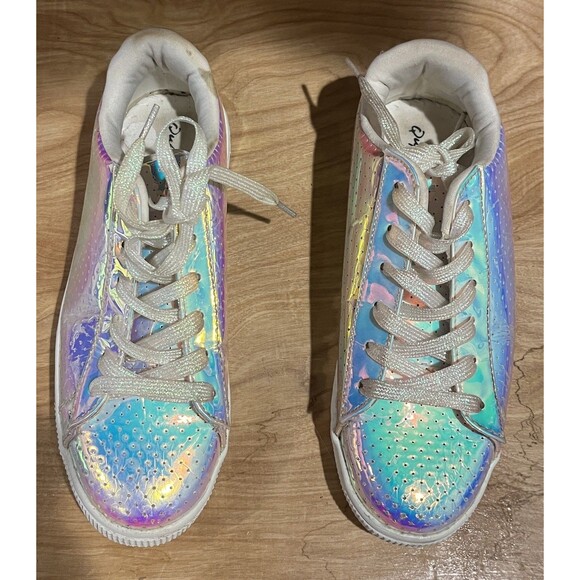 Qupid Womens Shoes SHINY PINK METALLIC FASHION SNEAKERS SIZE 6 - Picture 4 of 6